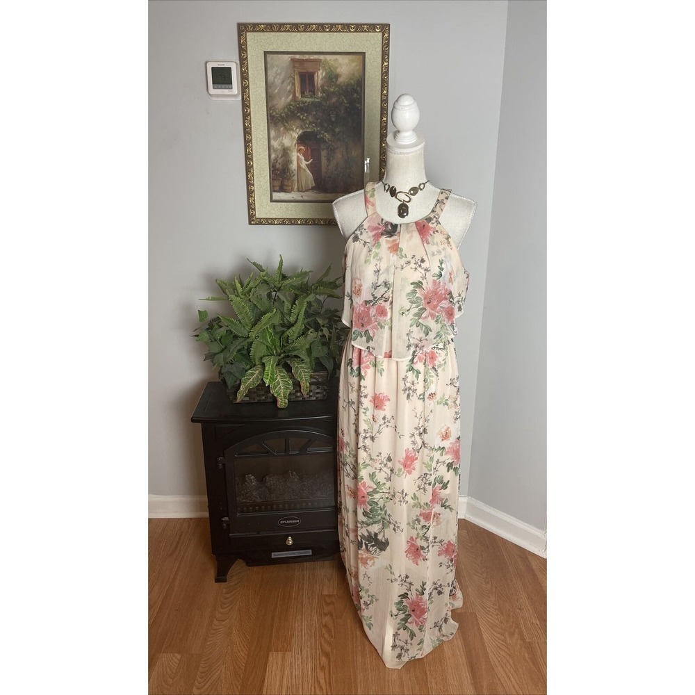 Womens Sweet Storm Sleeveless Light And Flory Halter Flower Print Dress Large
